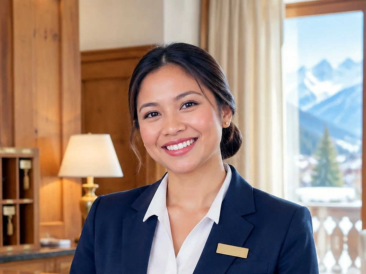 Front office agent welcoming guests